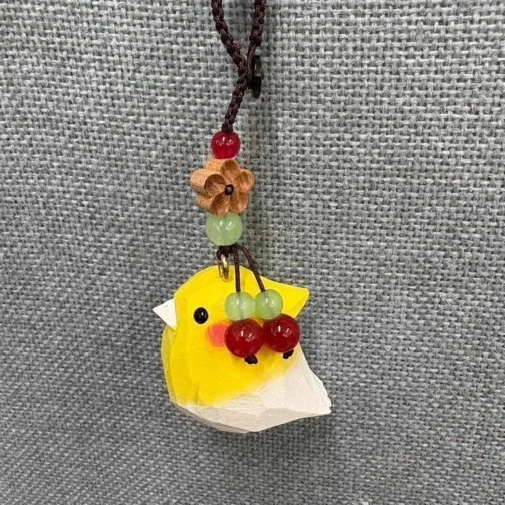 Take Your Little Wooden Hand-Carved Yellow Bird Pendant 1.69